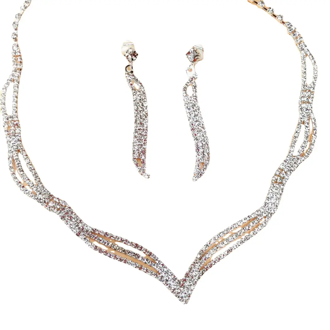 Stunning Rhinestone 3-Piece Bridal Set for Pakistani Women