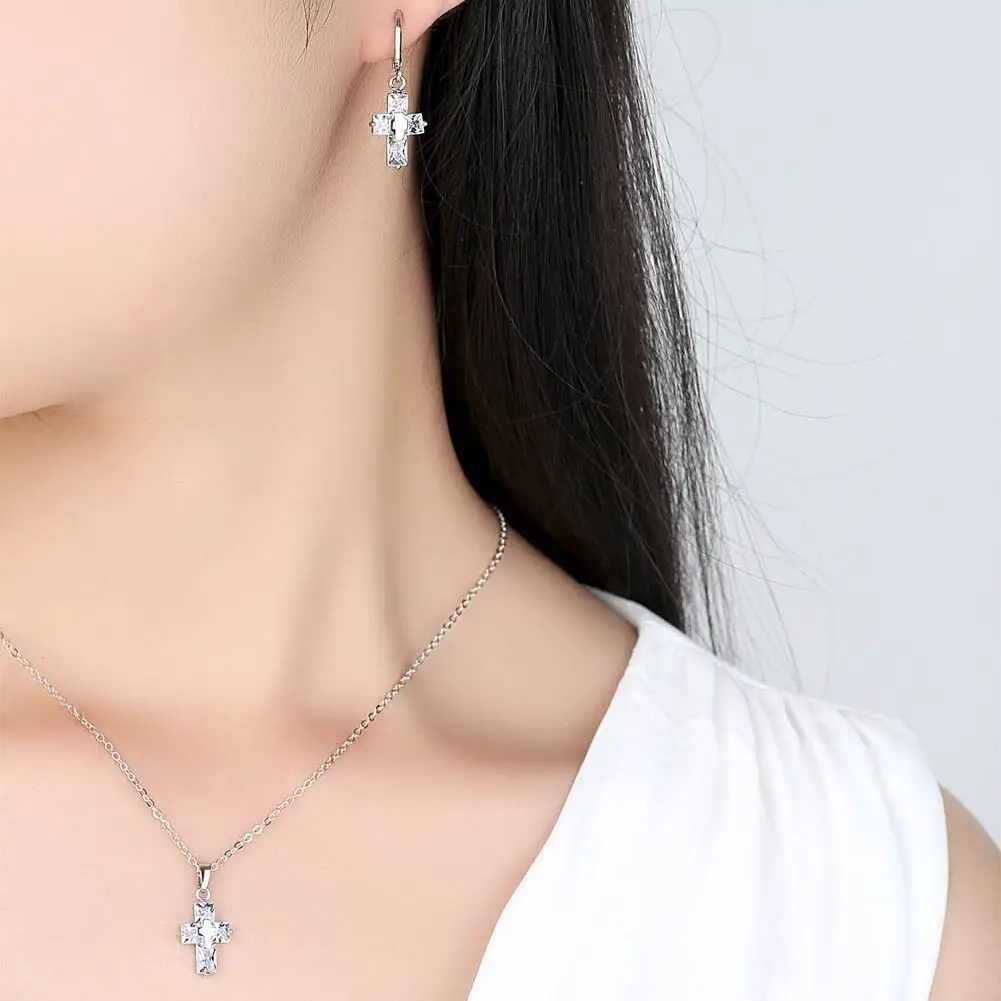 Gold Cross Zircon Jewelry Set for Women