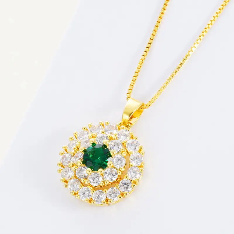 Green Zircon Ring & Pendant Set for Women