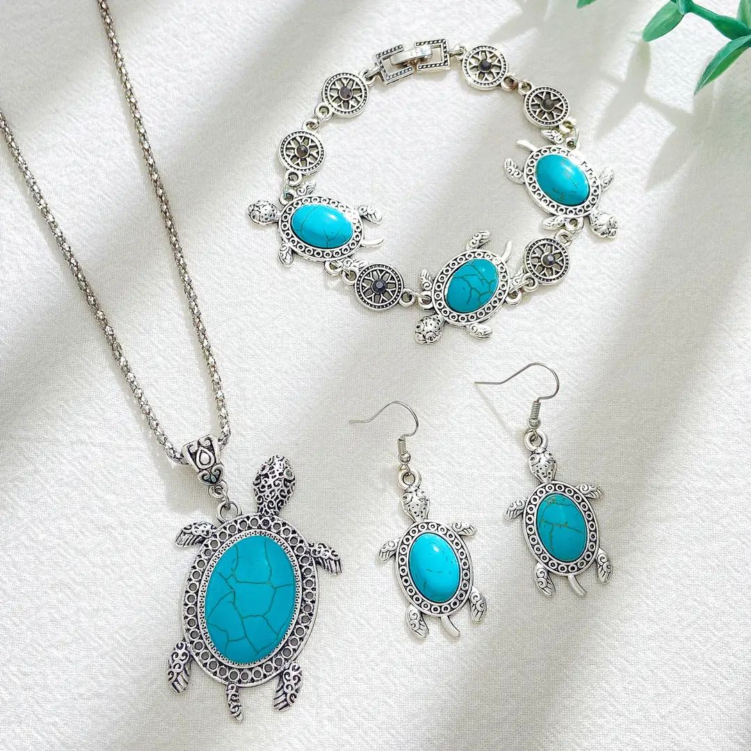 Turtle Jewelry Set Turquoise Antiques for Women