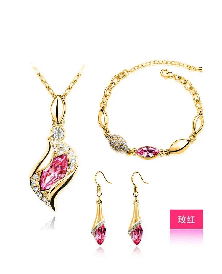 Blue Crystal Jewelry Set for Women Silver Tones