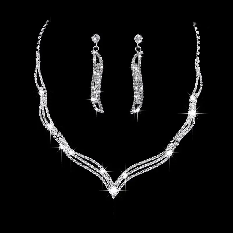 Premium Rhinestone 3-Piece Jewelry Set for Pakistani Women