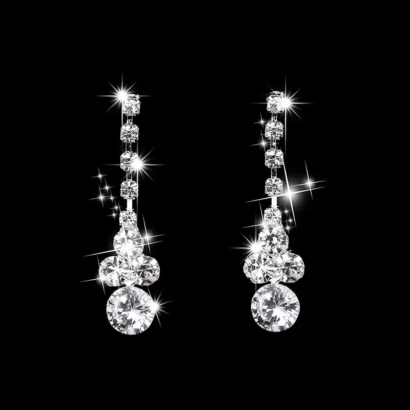 Zircon Rhinestone Necklace & Earrings Set for Weddings Parties