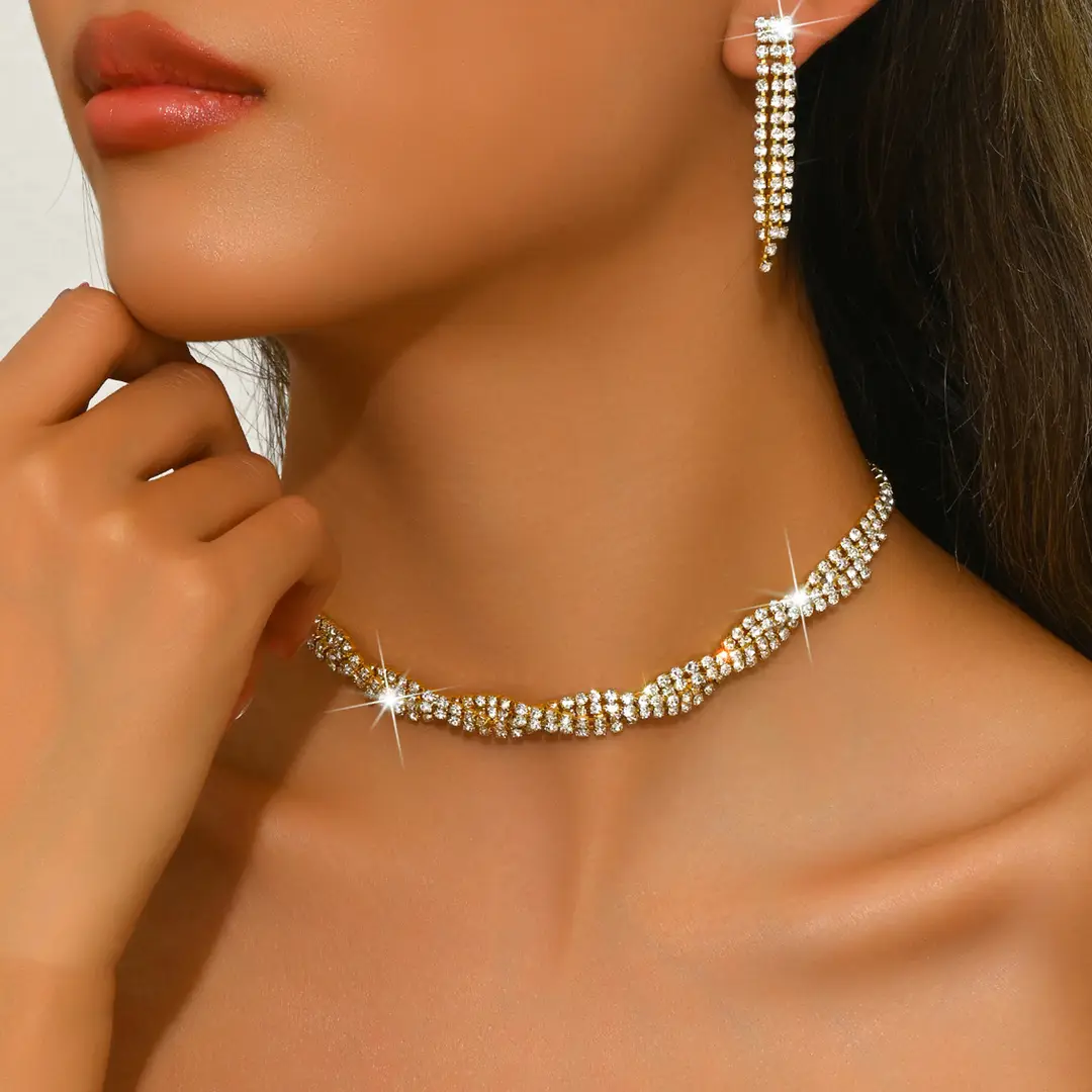 Diamond Choker & Earrings Set for Pakistani Women