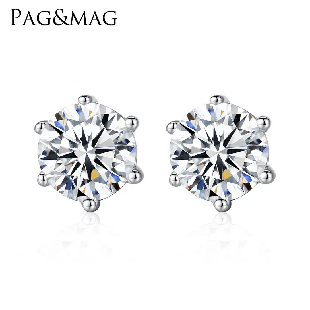 PAG & MAG Earrings 925 Silver Zircon Modern Design