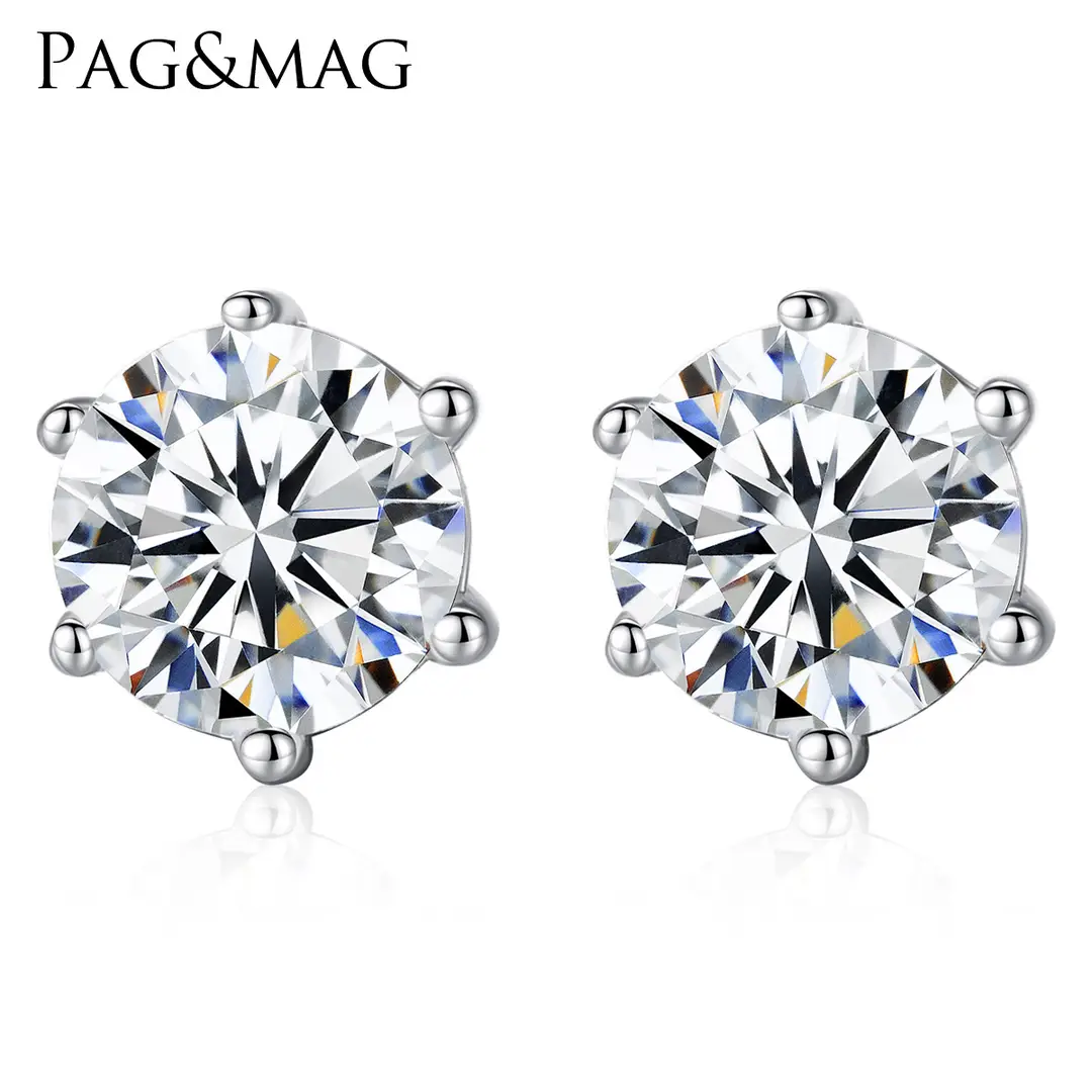 PAG & MAG Earrings 925 Silver Zircon Modern Design