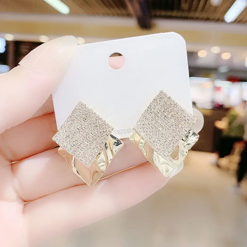 Geometric Diamond Earrings S925 Silver for Women