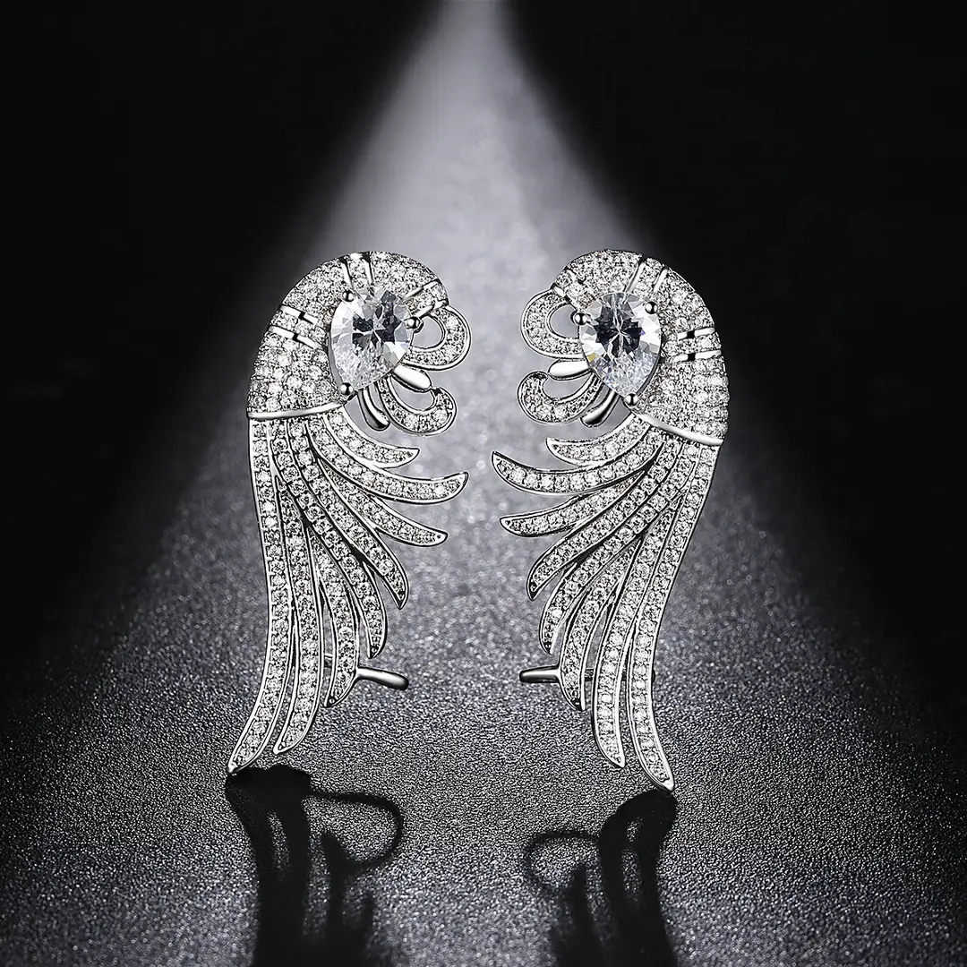 Phoenix Wing Earrings with Zircon Stones for Women
