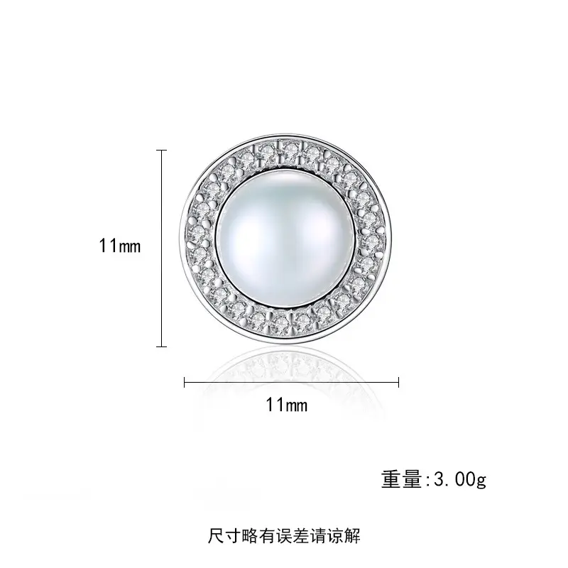 Pag& Mag Earrings 925 Silver Pearl Stone Halo