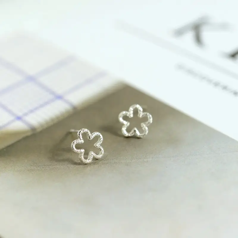 S925 Silver Hollow Flower Earrings for Women
