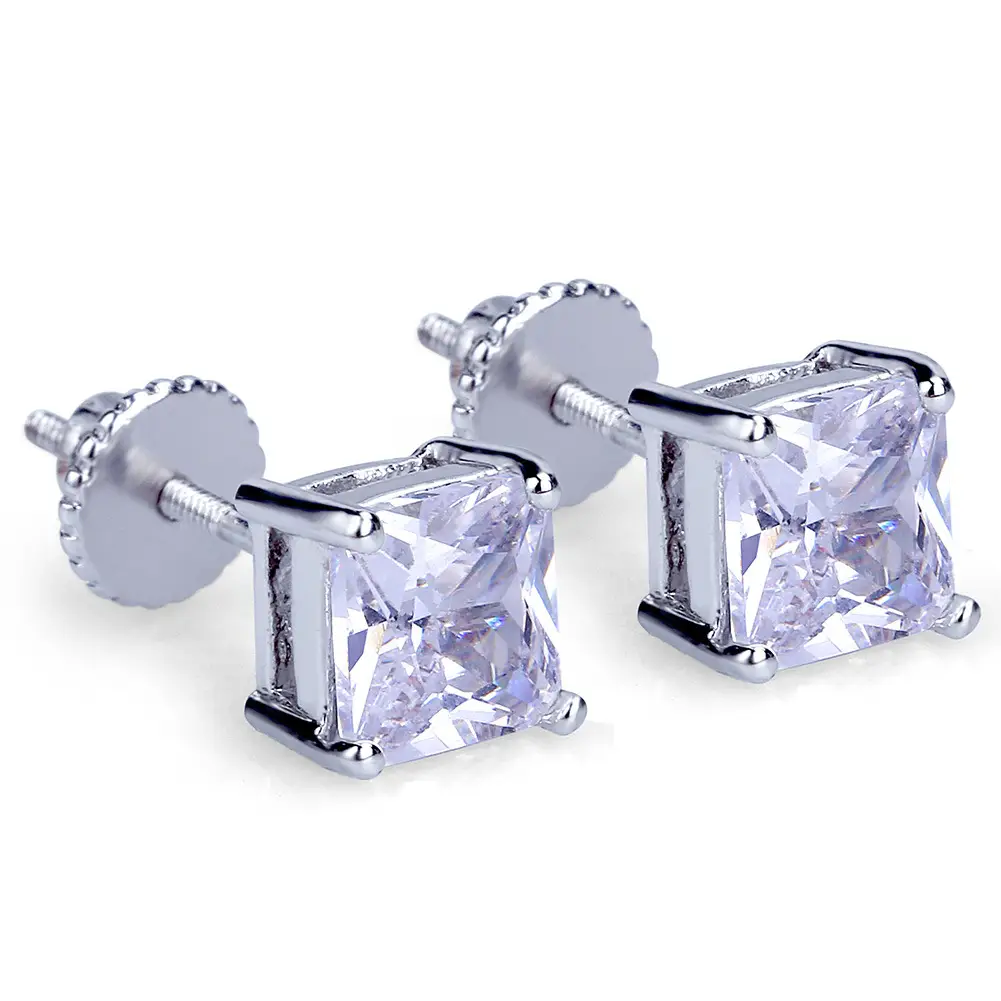 Gold Plated Square Zircon Earrings for Women