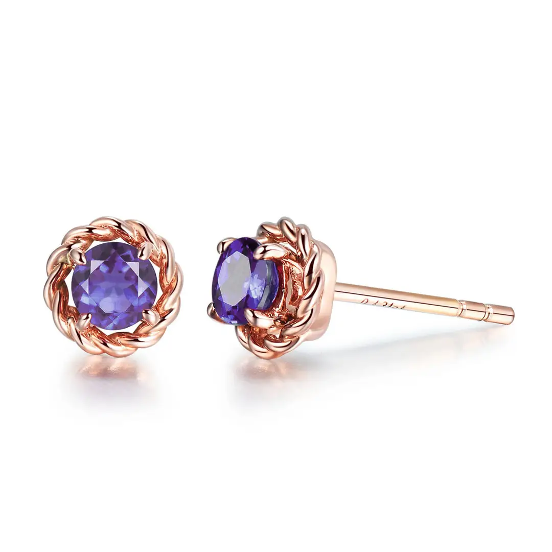 Pink Gemstone Korean Earrings for Women