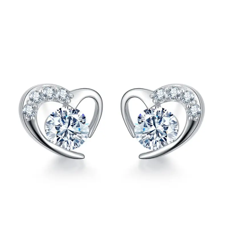 Heart Shaped Silver Earrings for Women 999 Pure