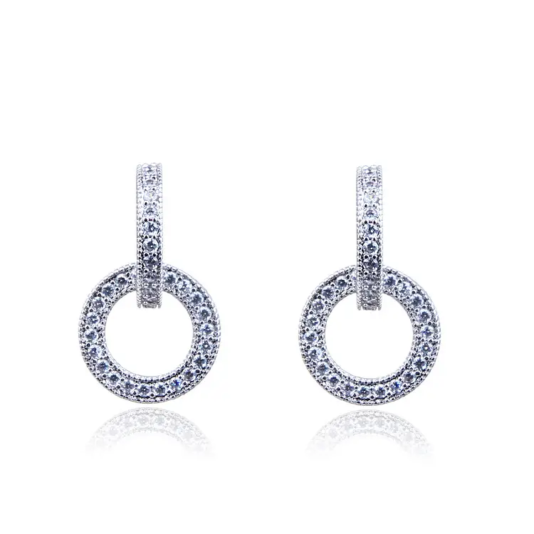 Elegant Circle Zircon Earrings S925 Silver