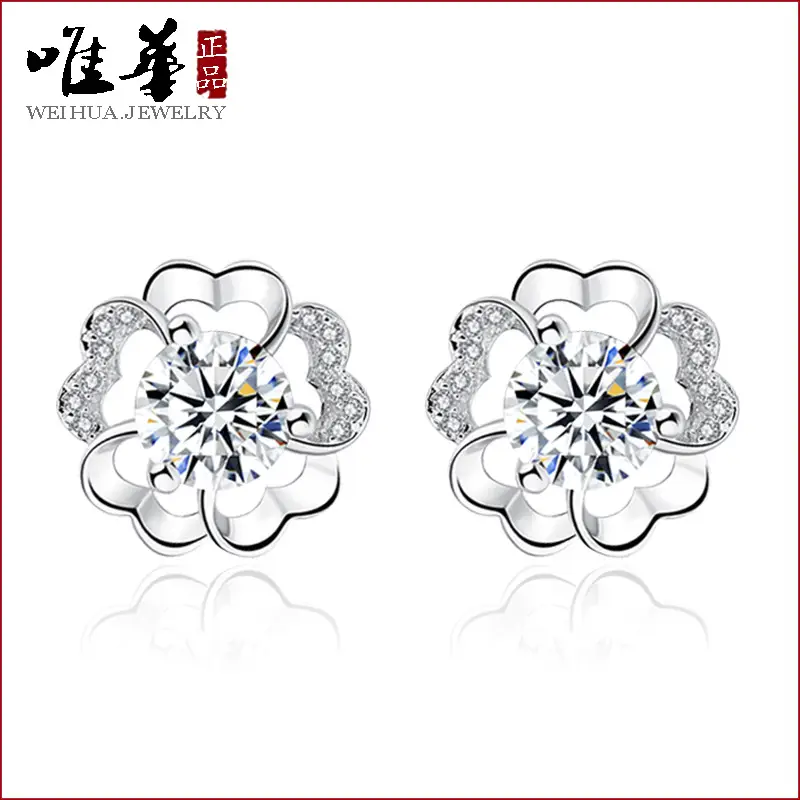 Peach Blossom Stud Earrings Silver Plated for Women