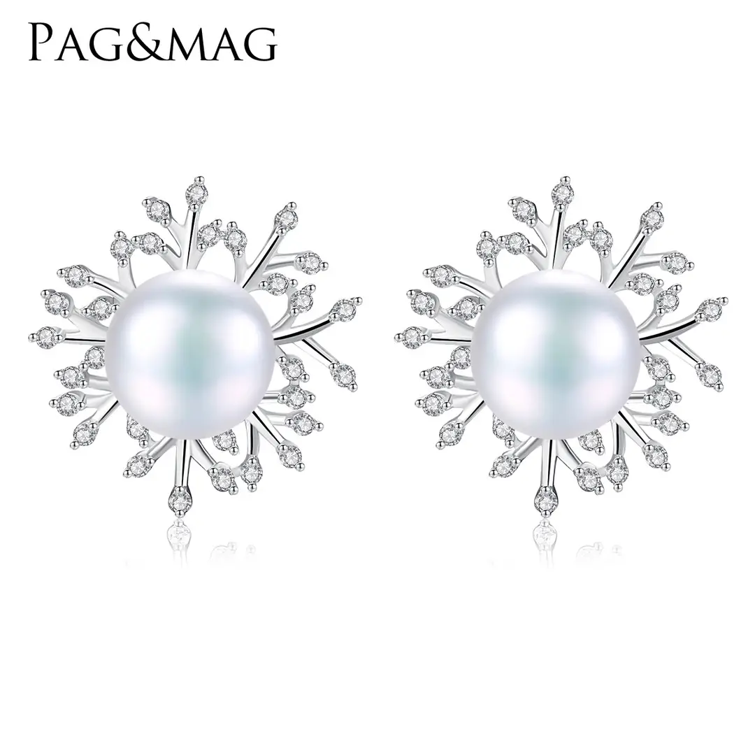 Pag& Mag Snowflake Pearl Earrings S925 Silver