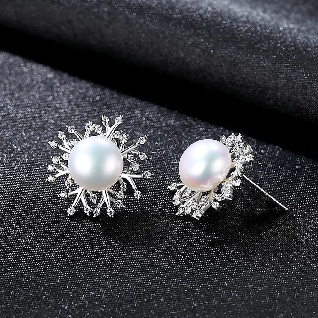 Pag& Mag Snowflake Pearl Earrings S925 Silver