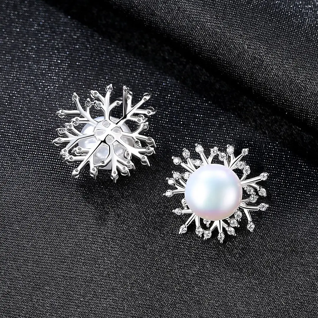 Pag& Mag Snowflake Pearl Earrings S925 Silver