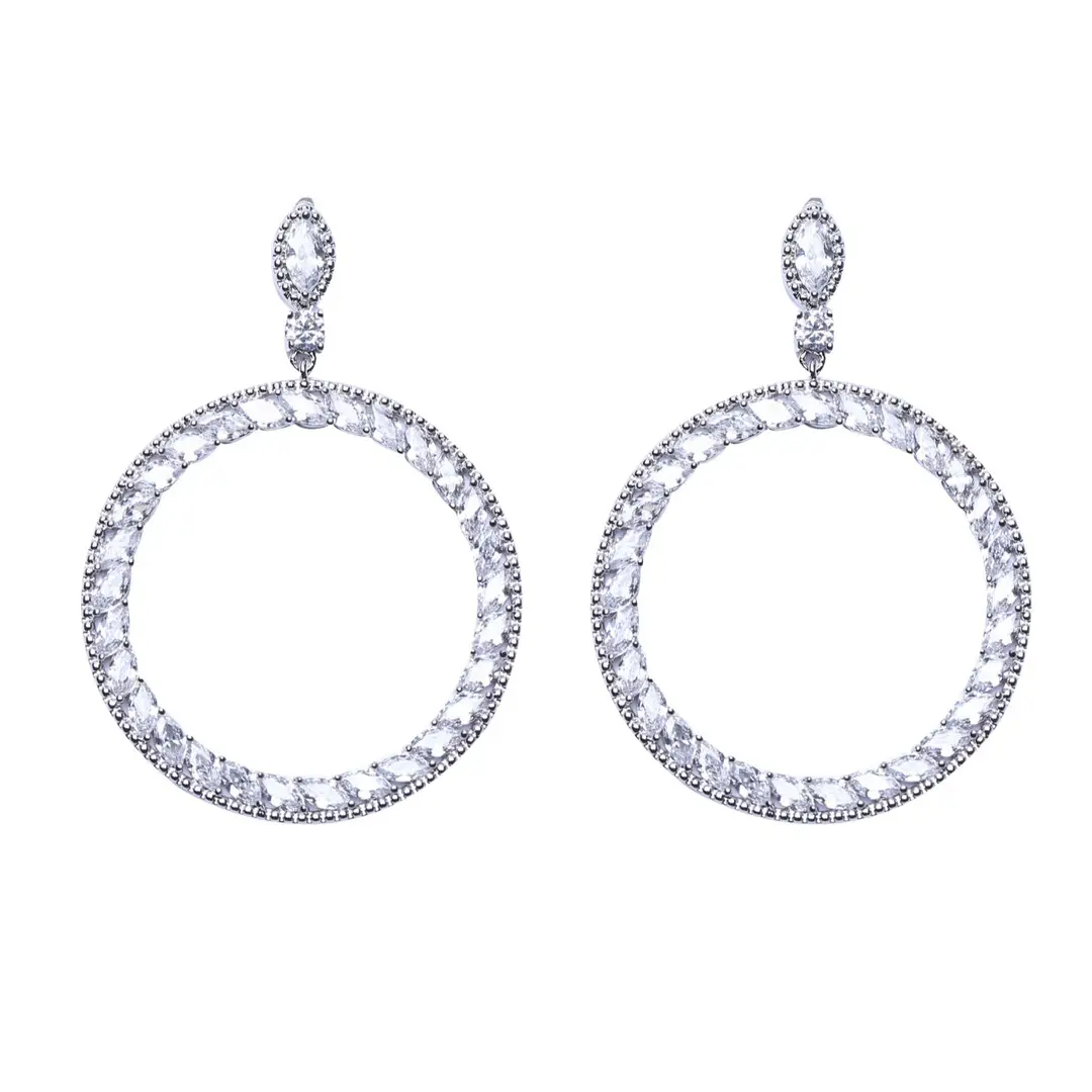 Geometric Circle Earrings S925 Silver Zircon Stones