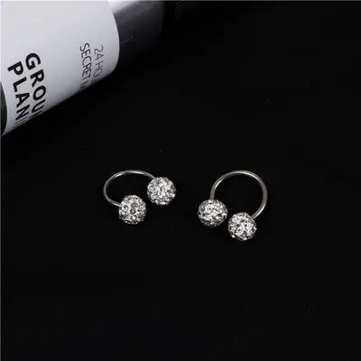 Korean Geometric Crystal Earrings Titanium Steel Lightweight