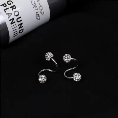 Korean Geometric Crystal Earrings Titanium Steel Lightweight