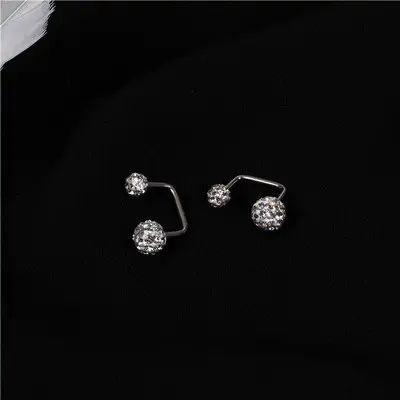 Korean Geometric Crystal Earrings Titanium Steel Lightweight