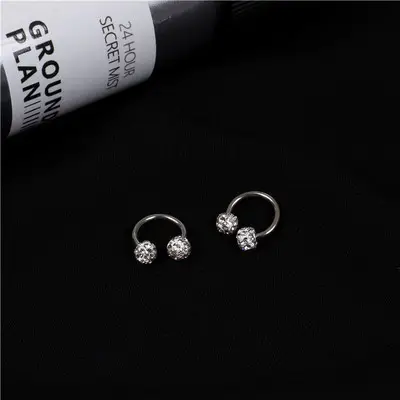 Korean Geometric Crystal Earrings Titanium Steel Lightweight