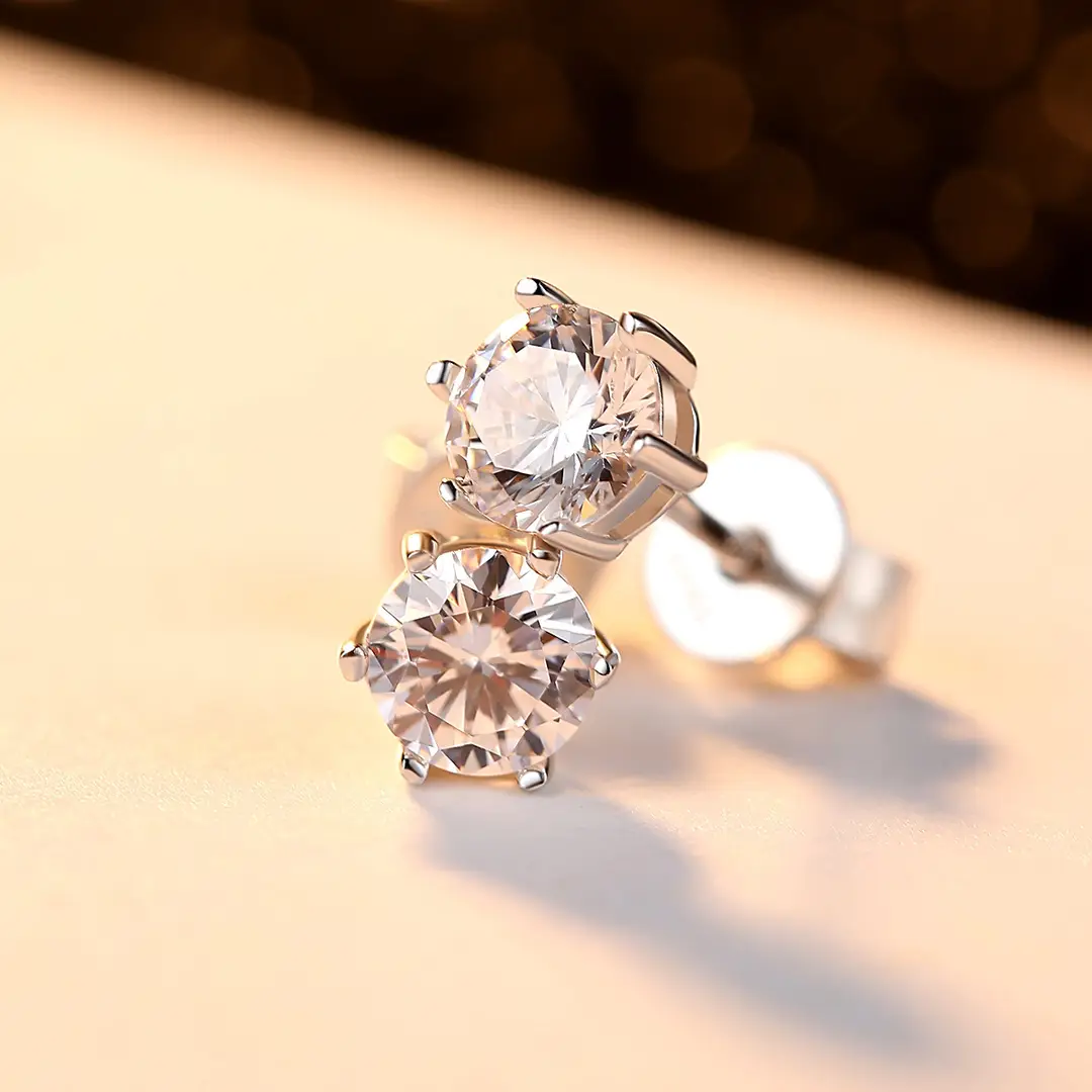 PAG & MAG Earrings 925 Silver Zircon Hearts Arrows