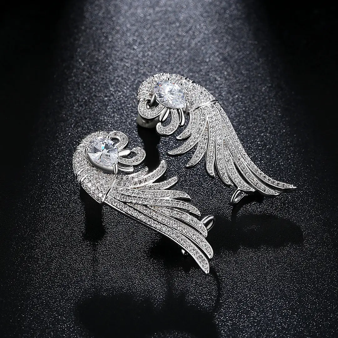 Phoenix Wing Earrings with Zircon Stones Lightweight Durable