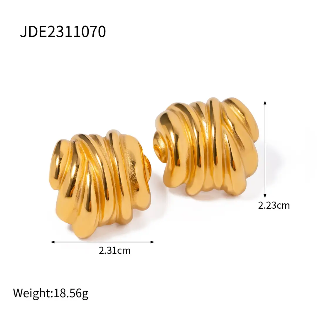 Gold Earrings Stainless Steel Modern Design Lightweight