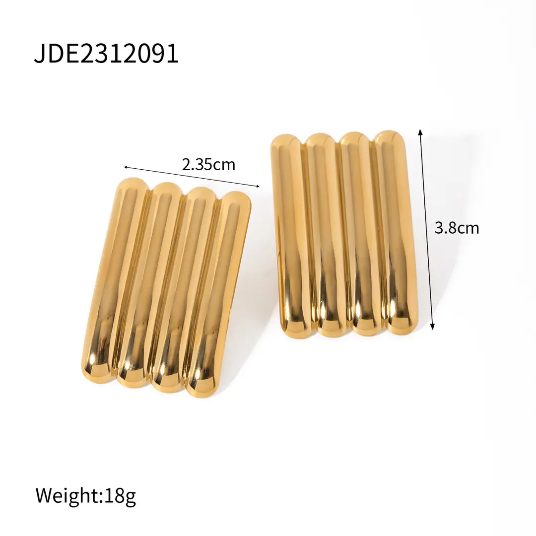 Gold Earrings Stainless Steel Modern Design Lightweight