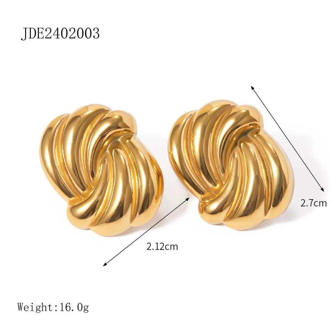 Gold Earrings Stainless Steel Modern Design Lightweight