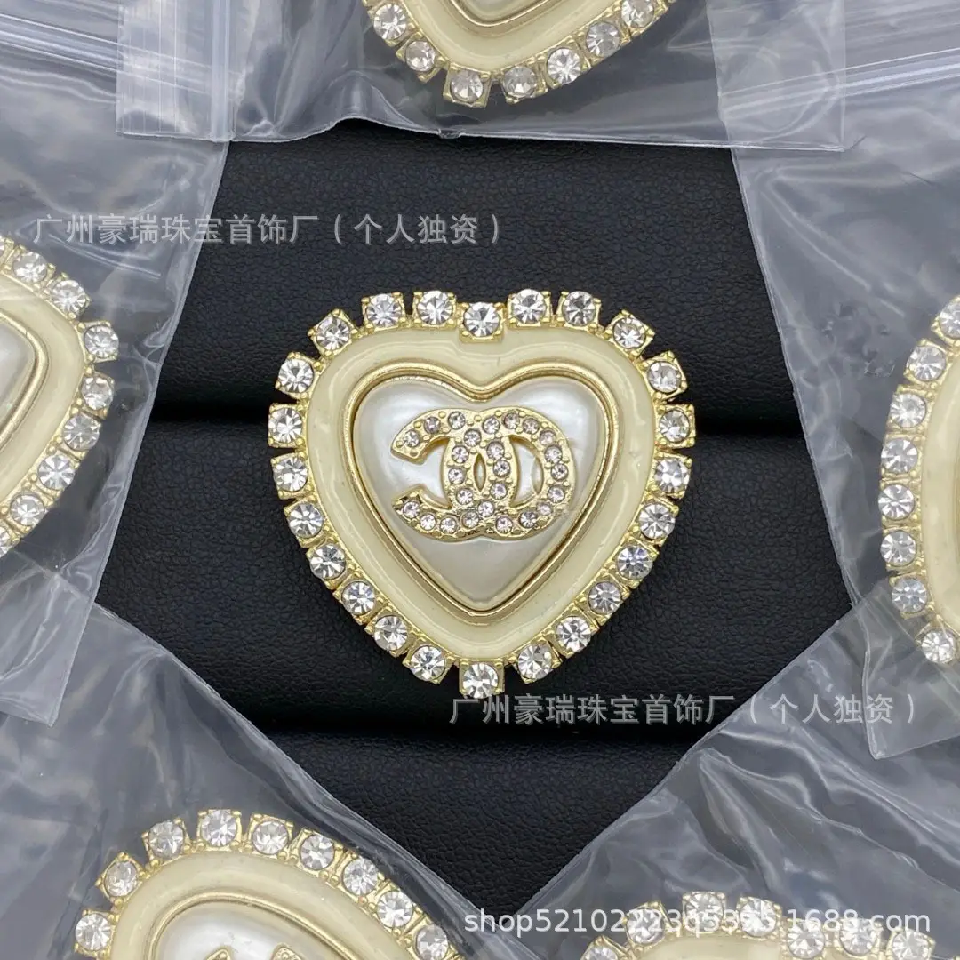 Double C Brooches Gold Silver Pearl Diamond Wedding Office Wear