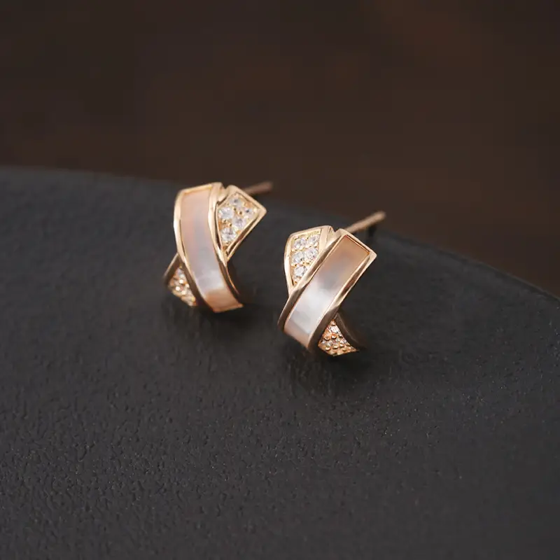 Cross Shaped Earrings Rose Gold & Silver 925 Silver