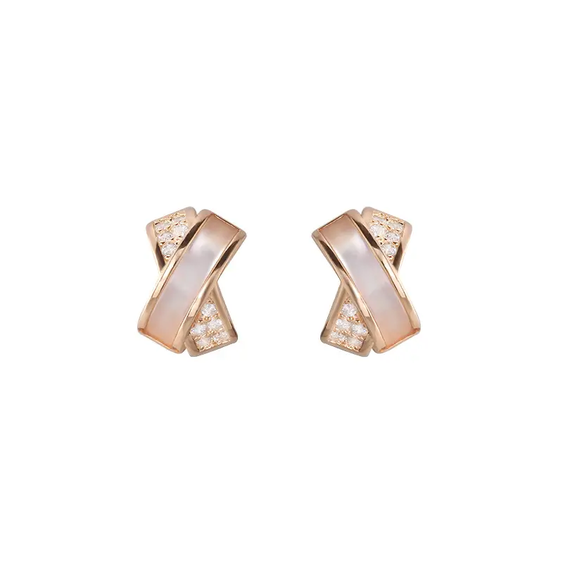 Cross Shaped Earrings Rose Gold & Silver 925 Silver