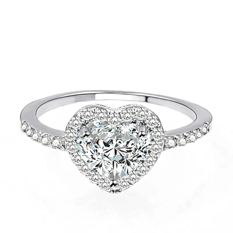 Heart-Shaped Love Ring Zircon Female Fashion Jewelry