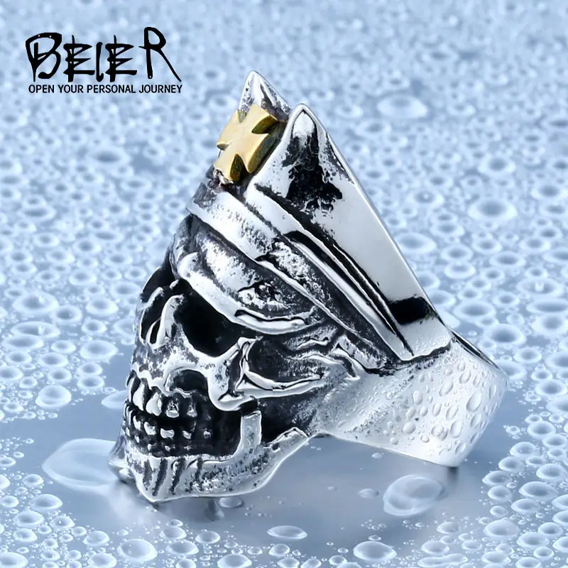 Men's Vintage Gold Skull Ring Titanium Steel