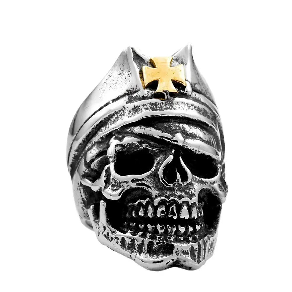 Men's Vintage Gold Skull Ring Titanium Steel
