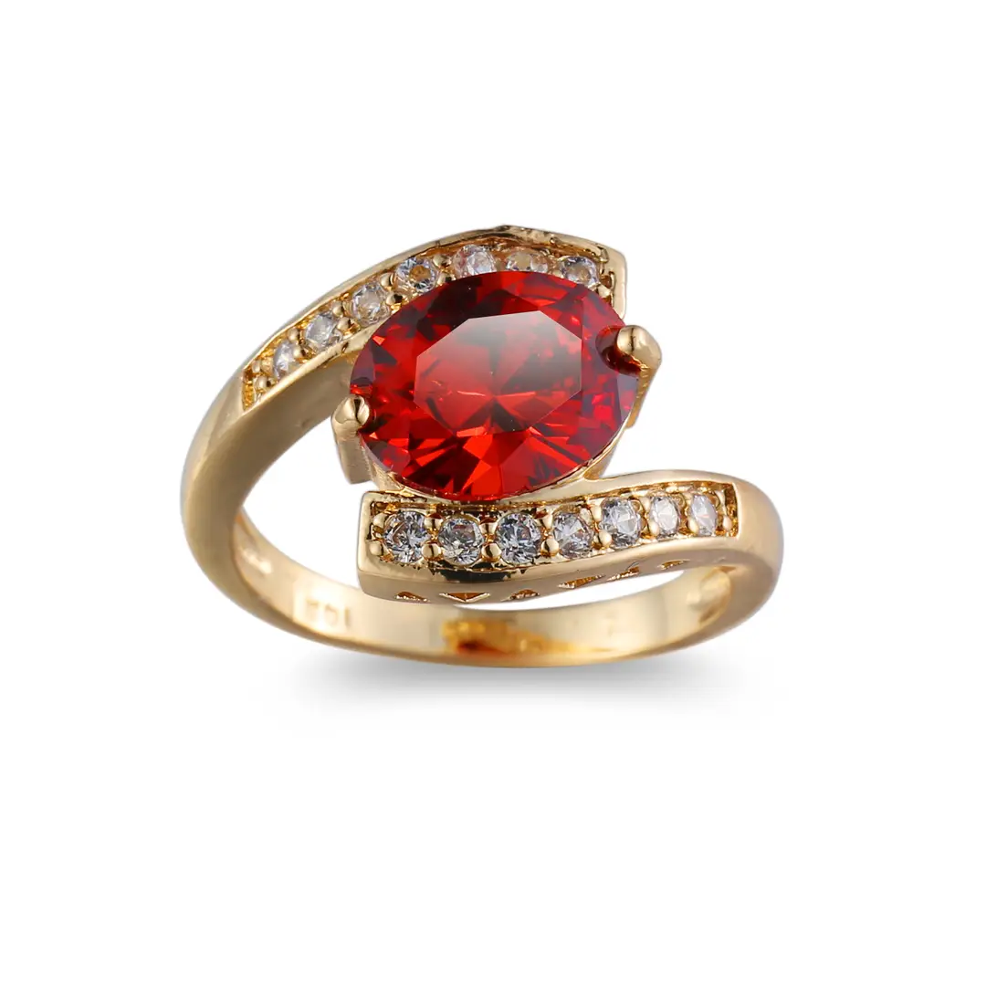 Emerald Zircon Crystal Ring Red Tourmaline Fashion Jewelry