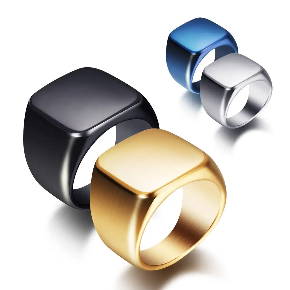 Retro Glossy Stainless Steel Ring 18mm Daily Wear