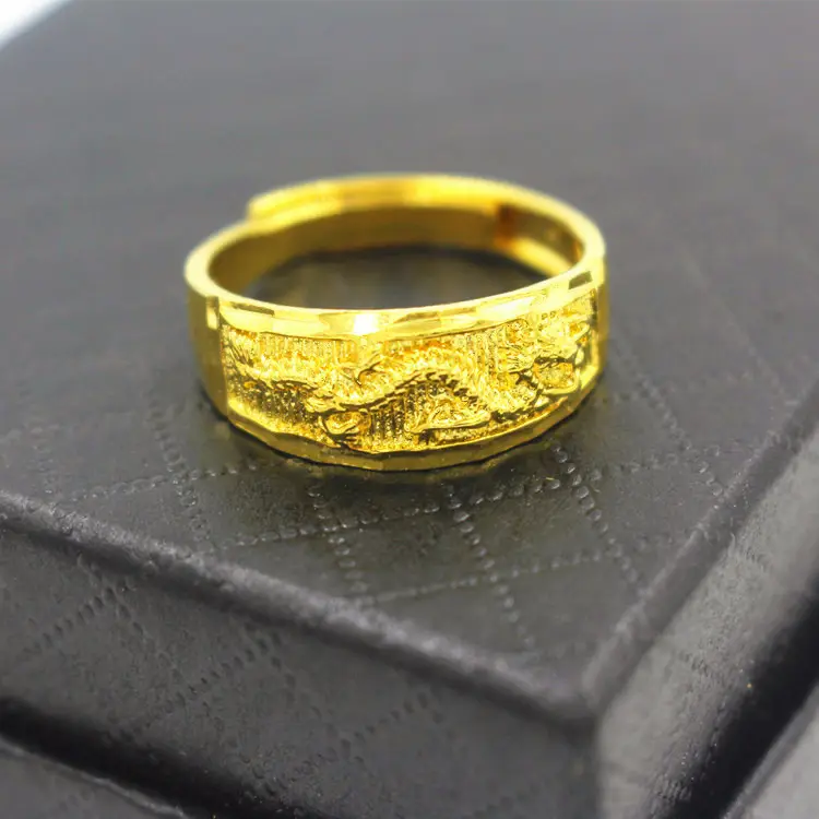 Gold Dragon Phoenix Couple Ring Copper Plated