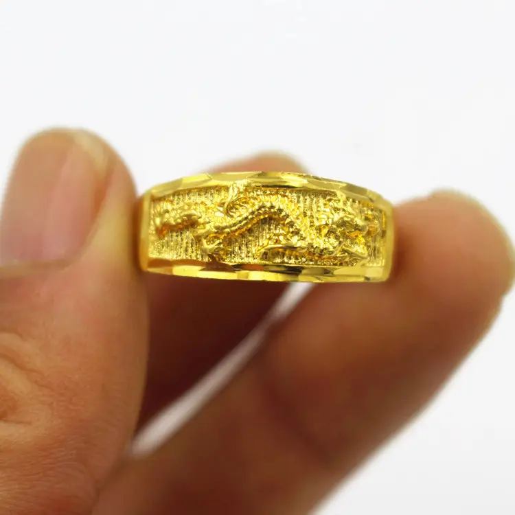 Gold Dragon Phoenix Couple Ring Copper Plated