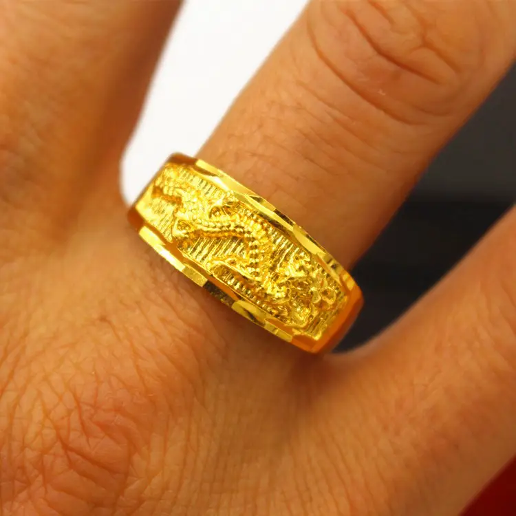 Gold Dragon Phoenix Couple Ring Copper Plated