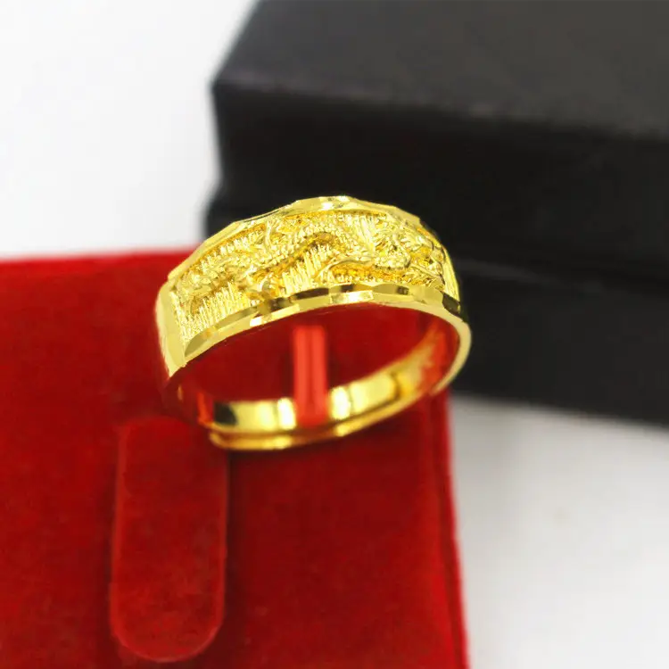 Gold Dragon Phoenix Couple Ring Copper Plated
