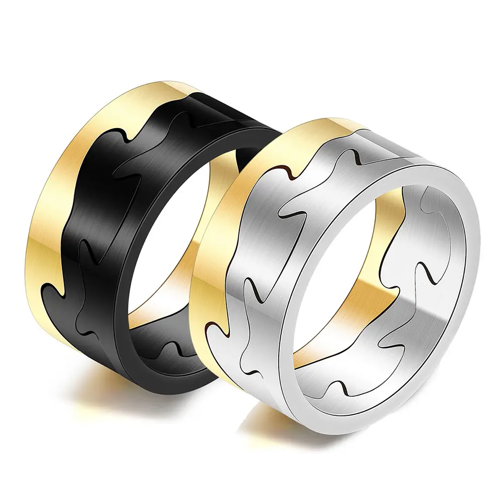 Men's 9mm Two-Color Stainless Steel Trendy Ring