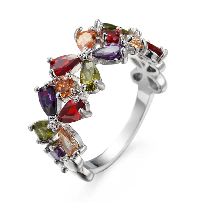 Colorful Zircon Ring Korean Style Fashion Jewelry