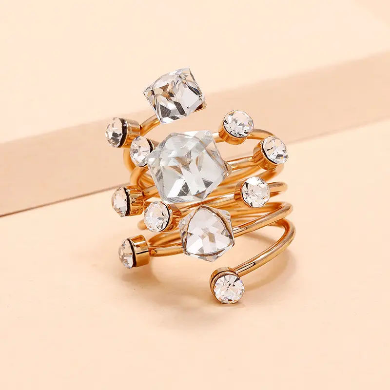 Crystal Gemstone Ring Spring Fashion Jewelry White