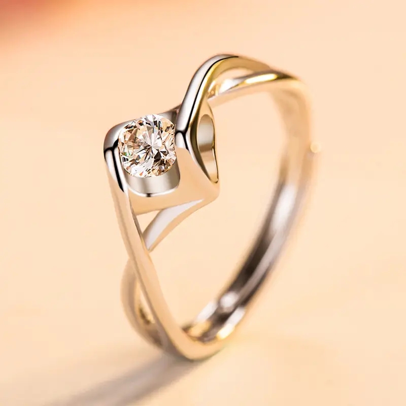 925 Sterling Silver Angel Kiss Open Ring for Women Korean Style
