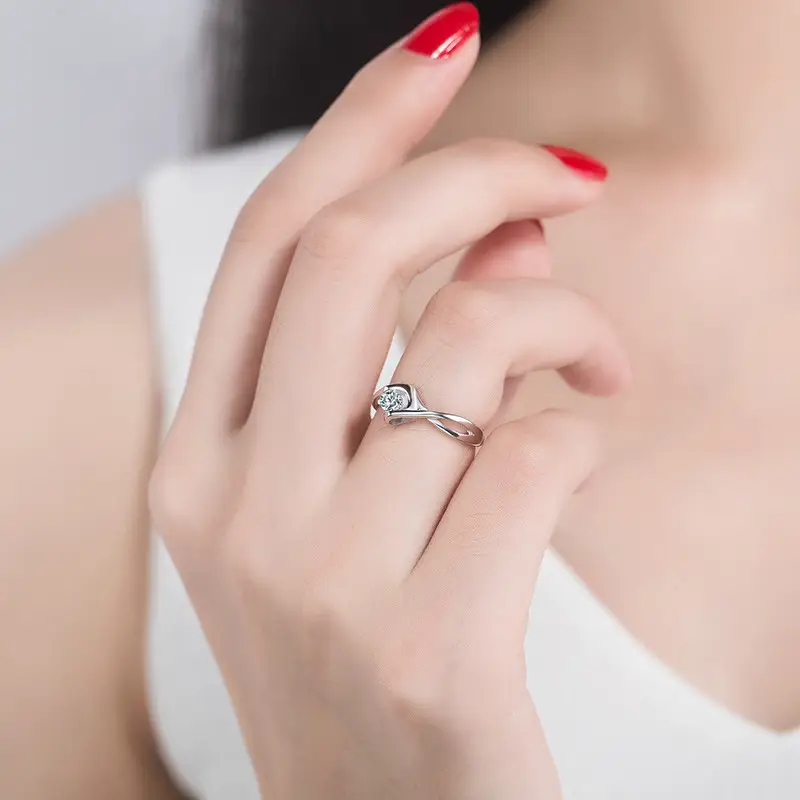925 Sterling Silver Angel Kiss Open Ring for Women Korean Style