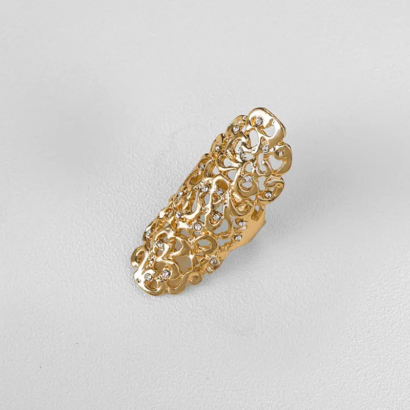 Gold Rhinestone Hollow Ring Fashion Alloy Jewelry